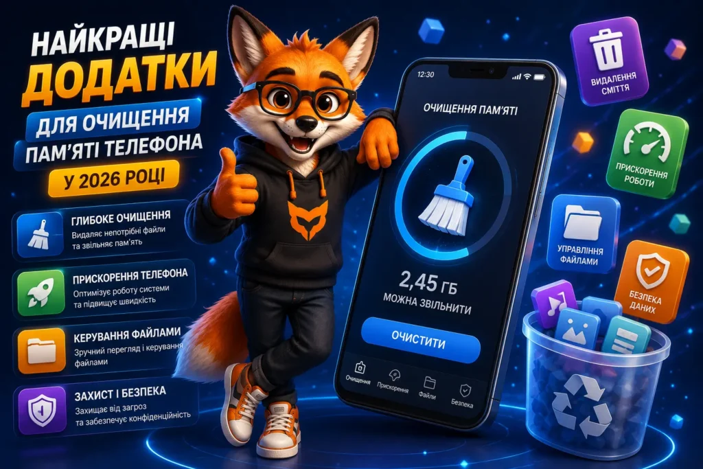 Найкращі додатки для очищення пам’яті телефону у 2026 році