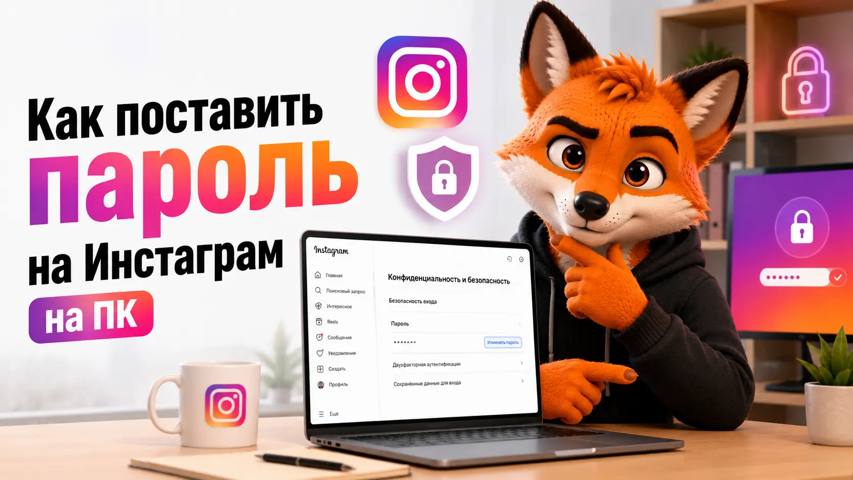 Как поставить пароль на Инстаграм на ПК
