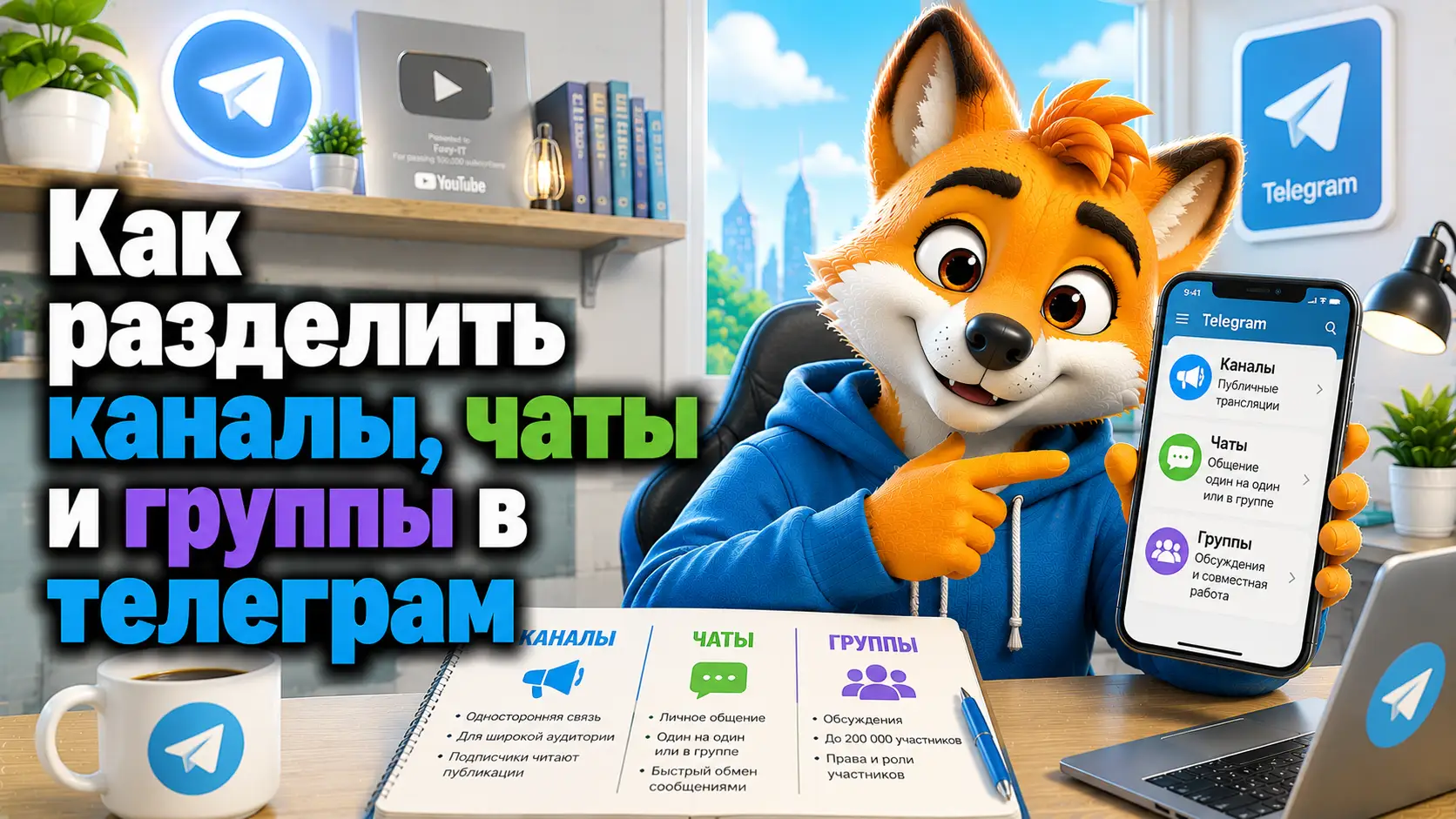Как разделить каналы, чаты и группы в телеграм