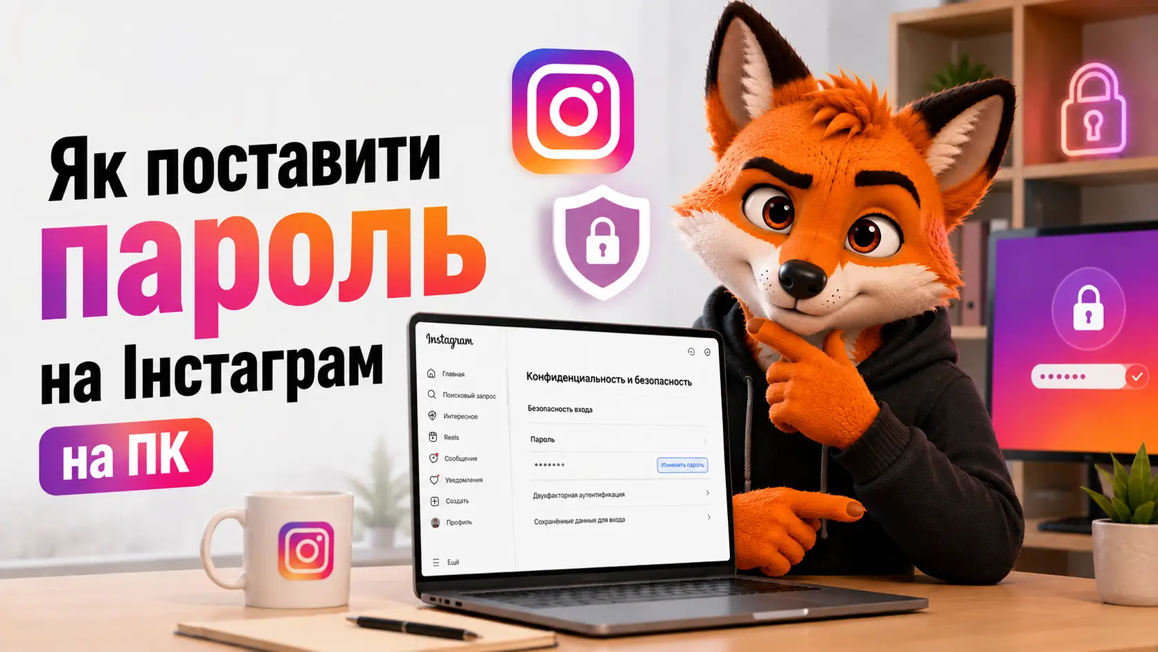 Як поставити пароль на Інстаграм на ПК