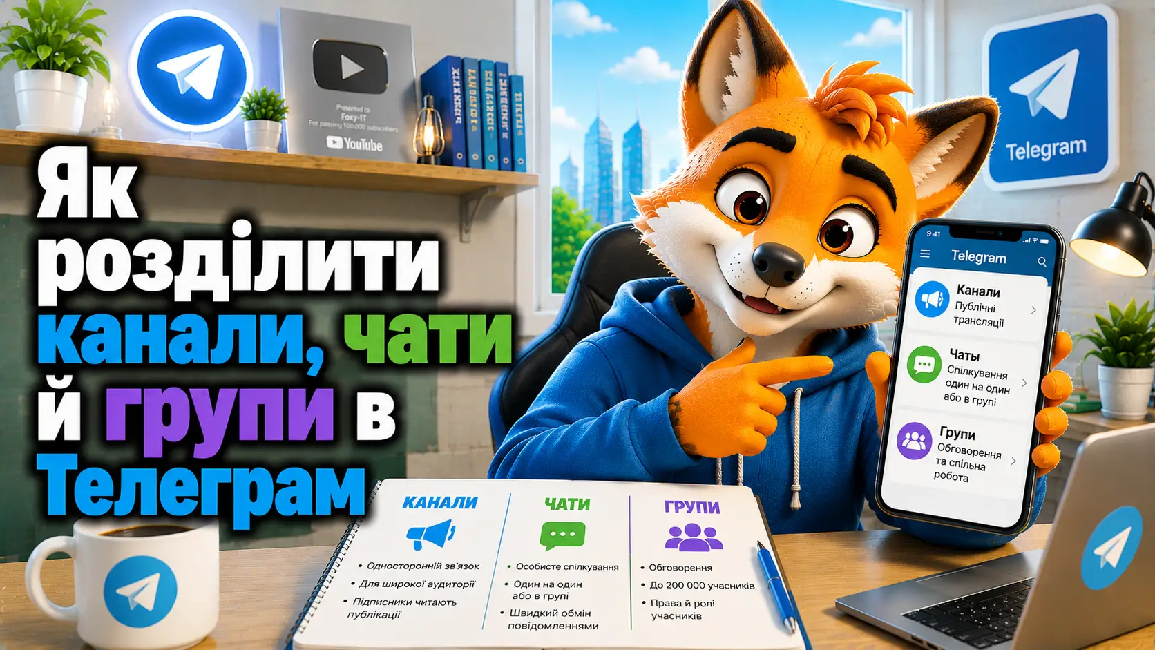 Як розділити канали, чати й групи в Телеграм