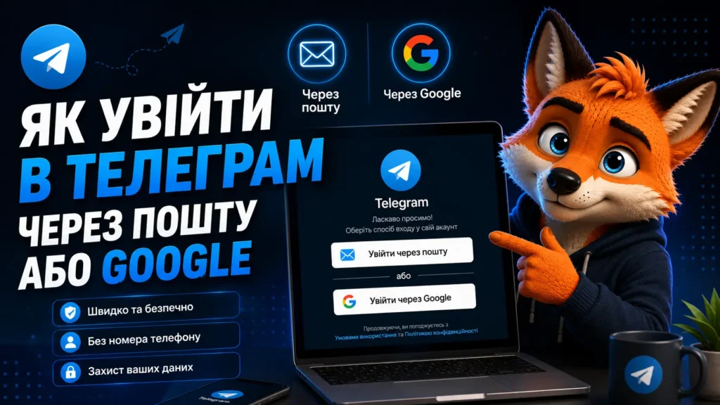 Як увійти в Телеграм через пошту або Google