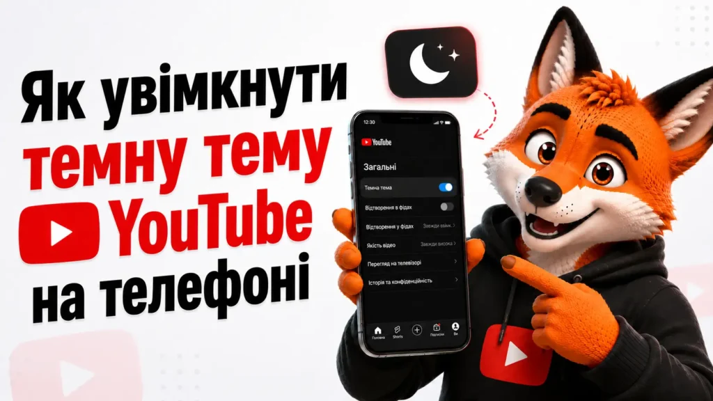 Як увімкнути темну тему Ютуб на телефоні