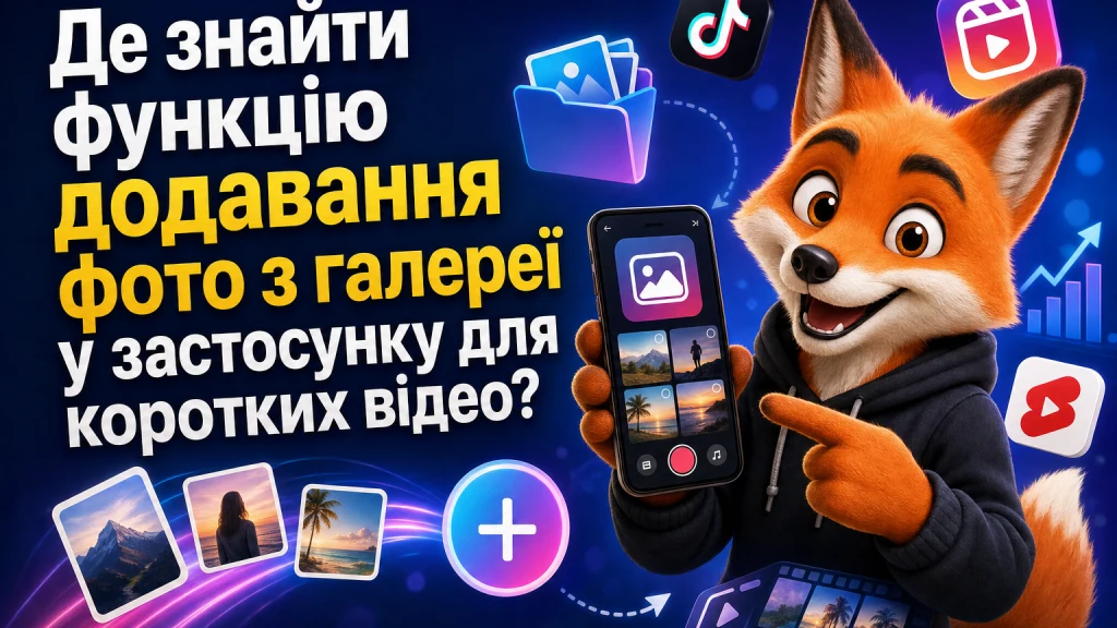 Де знайти функцію додавання фото з галереї у застосунку для коротких відео?